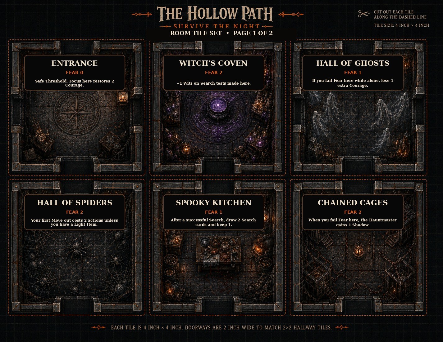 Illustrated Hollow Path room tiles